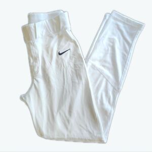 Nike Baseball White Full-Length Tapered Leg Baseball Pants, Black Logo, S